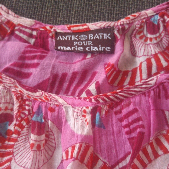 FREE w/$30 Purchase; Vintage Pink & Red Funky Pattern Blouse - Picture 6 of 7